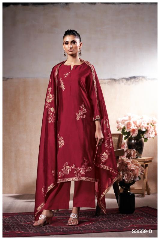 Ganga paulina 3559 viscose silk jacouard catalog designer dress material india