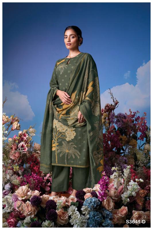 Ganga ziya 3641 cotton printed stone work dress materials wholesale