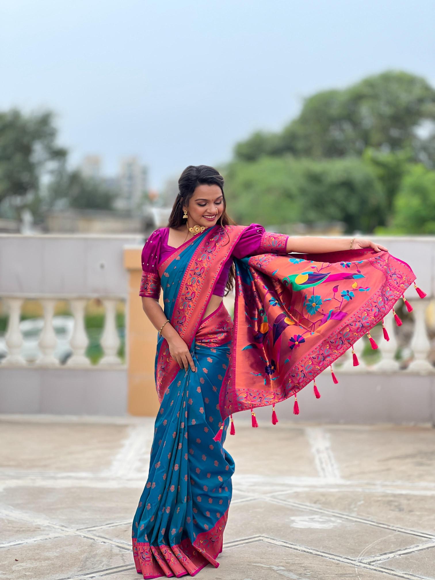 Gangotri paithani soft silk meenakari weawing border ebay indian sarees