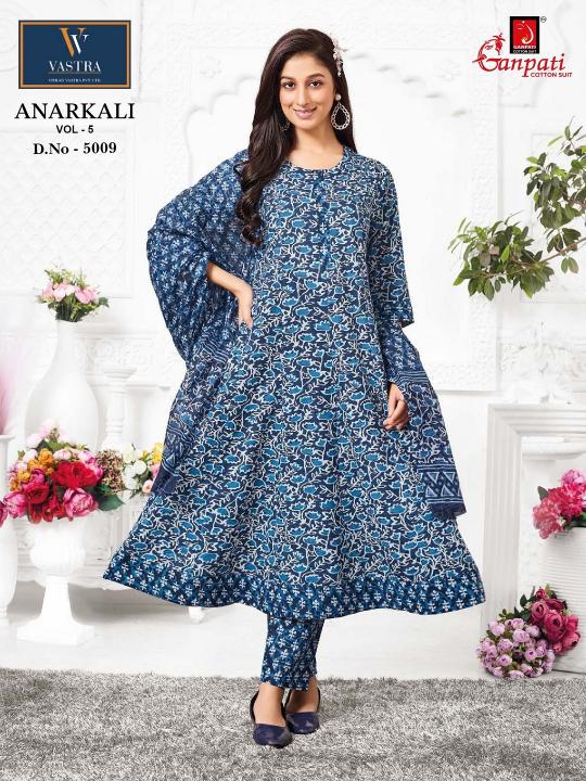 Ganpati anarkali vol-5 cotton anarkali style top Pant dupatta wholesale kurti manufacturers
