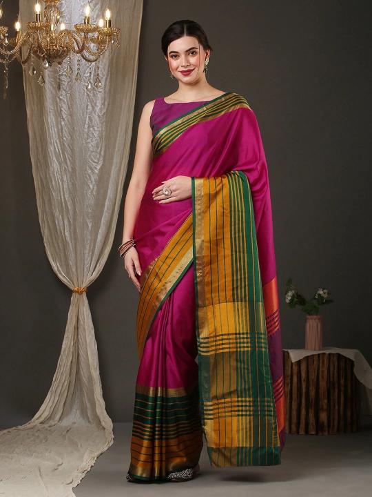 GC art cotton silk zari pallu with jhalar saree surat manufacturers exporters