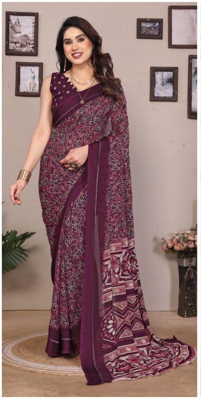 GC bright georgette with satin patta saree surat wholesale market