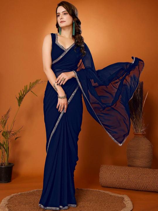 GC georgette saree with lace work wholesale sarees in surat with low price