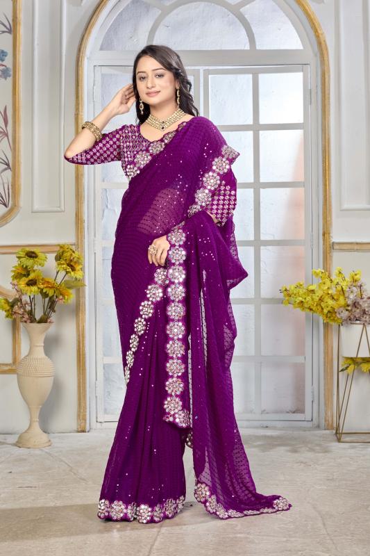 GC pure georgette with mirror work indian fancy sarees