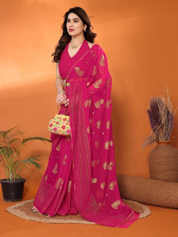 GC soft georgette with foil work wholesale saree market in surat with price