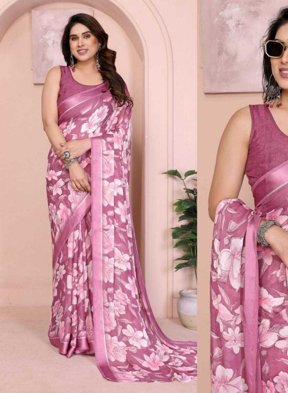 GC soft satin patta printed designer sarees online india