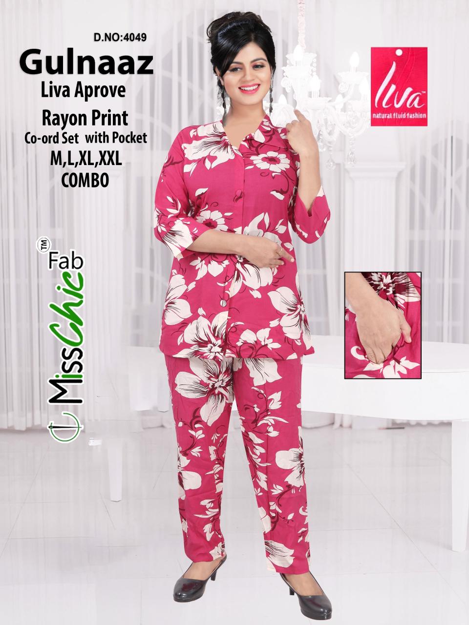 Gulnaaz original liva aproved rayon print coord set best online kurtis in india