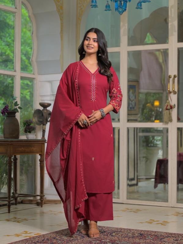 Jaipur cotton v shaped neck design 3 pcs traditional kurtis in India