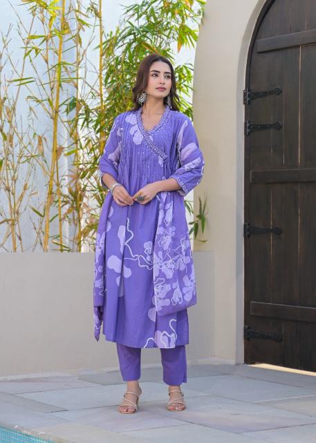 Jaipur pure cotton v neck 3 pcs kurtis for wedding