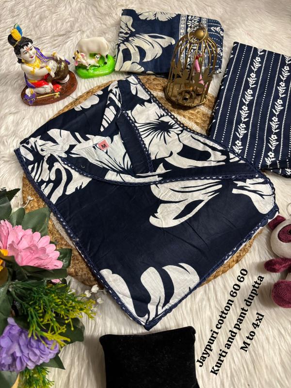 K k boutique premium cotton 3 pcs kurtis with block prints