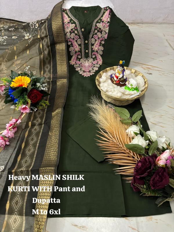 K k premium diable muslin top bottom dupatta kurti manufacturer in india