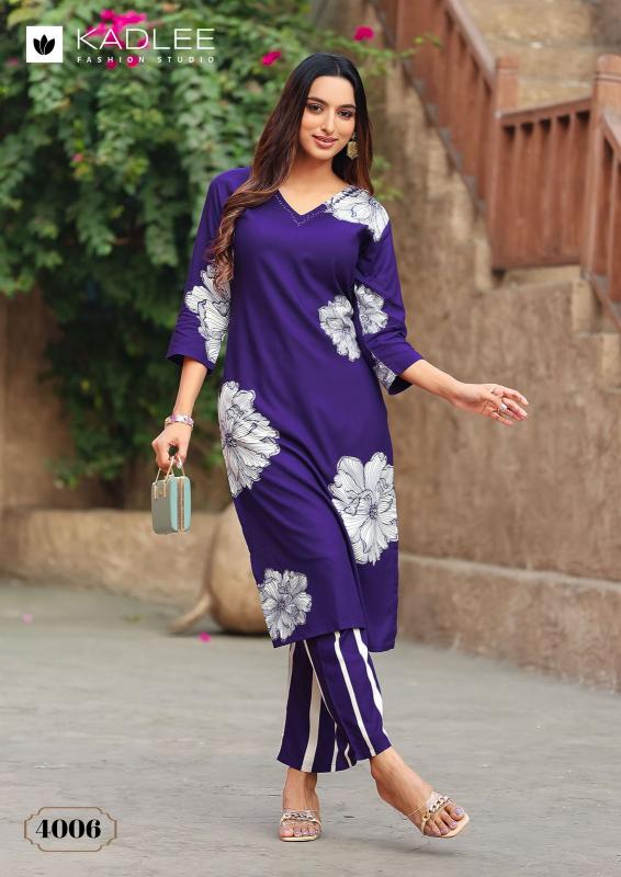 Kadlee rangoli rayon print coord set best kurti manufacturer in india