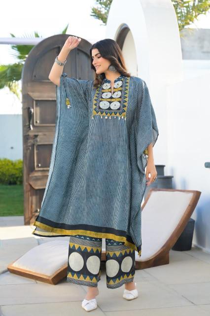 Kaftan crape kurti plazzo branded kurti wholesale 