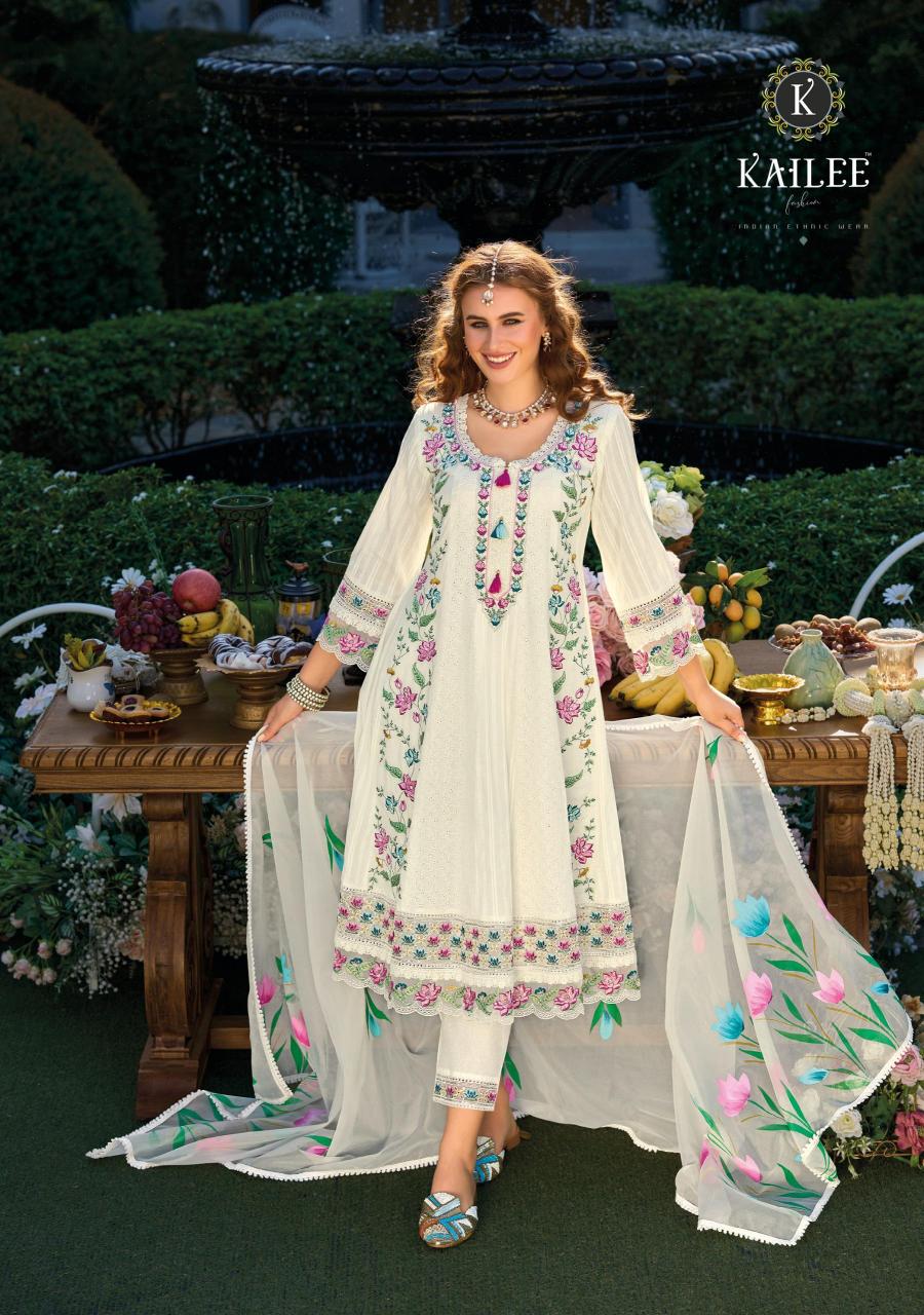 Kailee fashion jugani chiknakari cotton top bottom dupatta wholesale kurti manufacturers