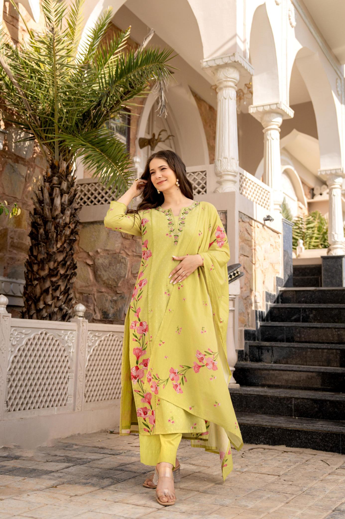 Karma beautiful 3 pcs suit cotton kurti online shopping india