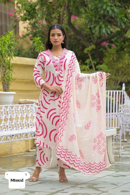 Karma cotton fabric V neck 3 pcs ethnic indian kurtis online