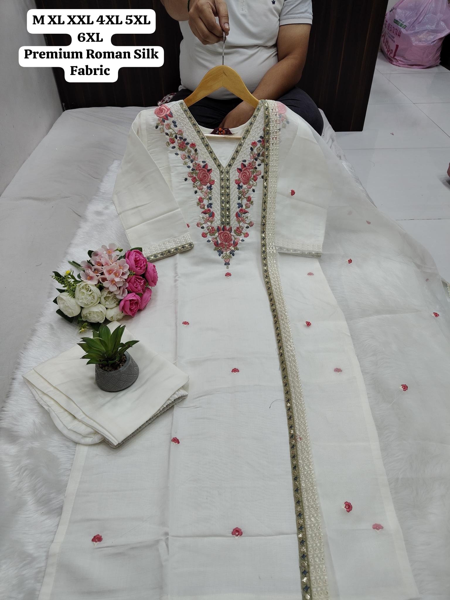 Karma roman silk handwork 3 pcs indian kurtis modern