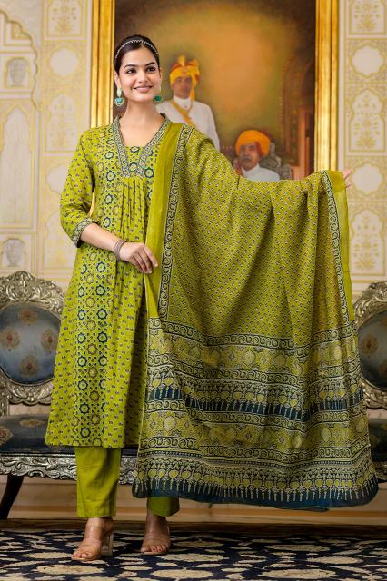 Karma v neck 3 pcs premium fine cotton kurtis online india