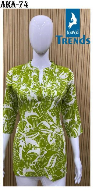 Kaya rayon print short top branded kurtis wholesale