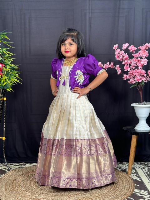Kids koti gown pure banarasi silk febric indian fancy kurtis