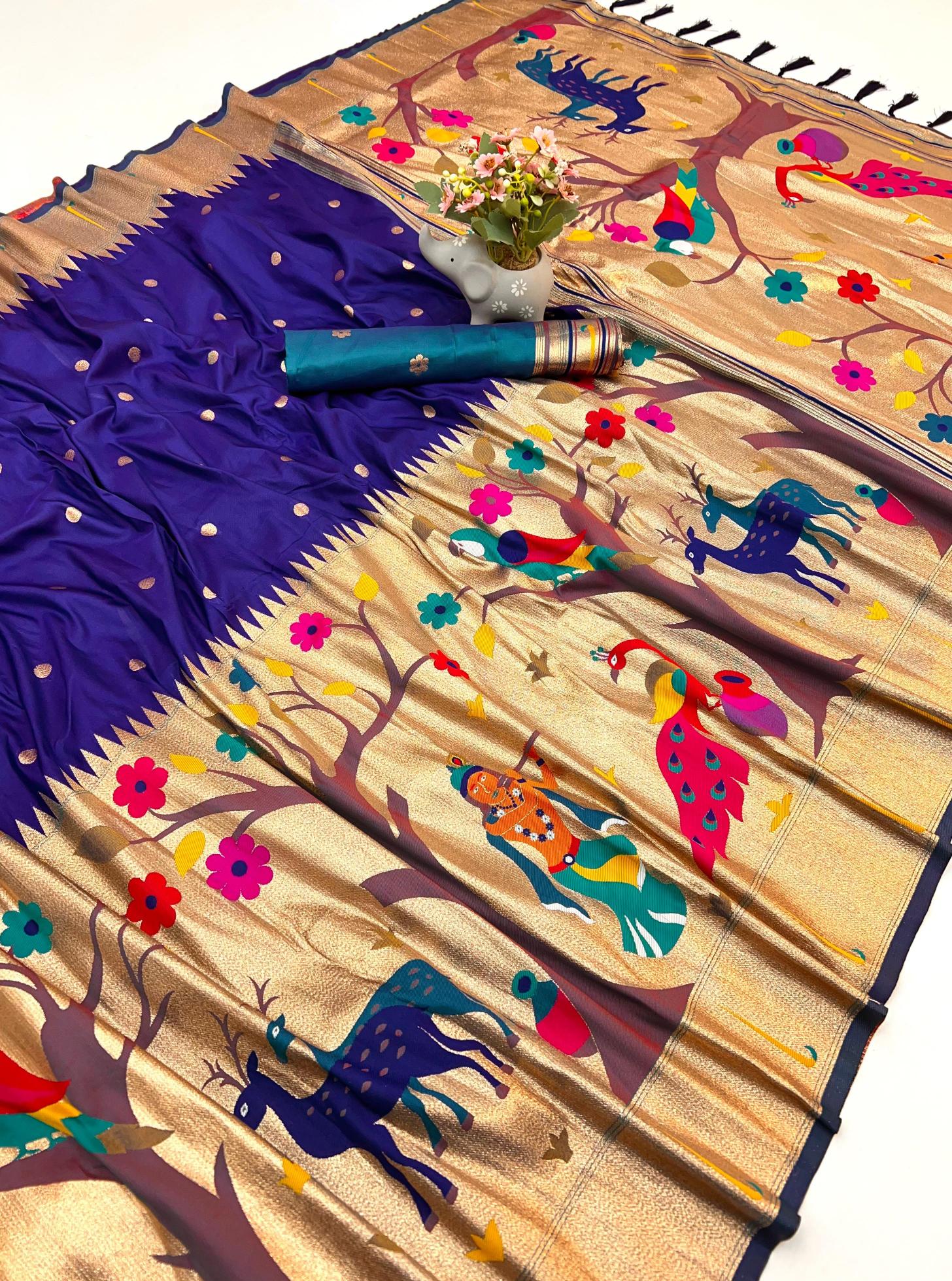 Krishna paithani soft silk rich woven pallu saree surat wholesale