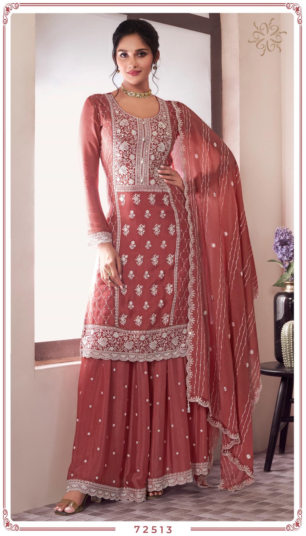Kuleesh syona thread embroidered chinon pakistani original suits wholesale in pakistan
