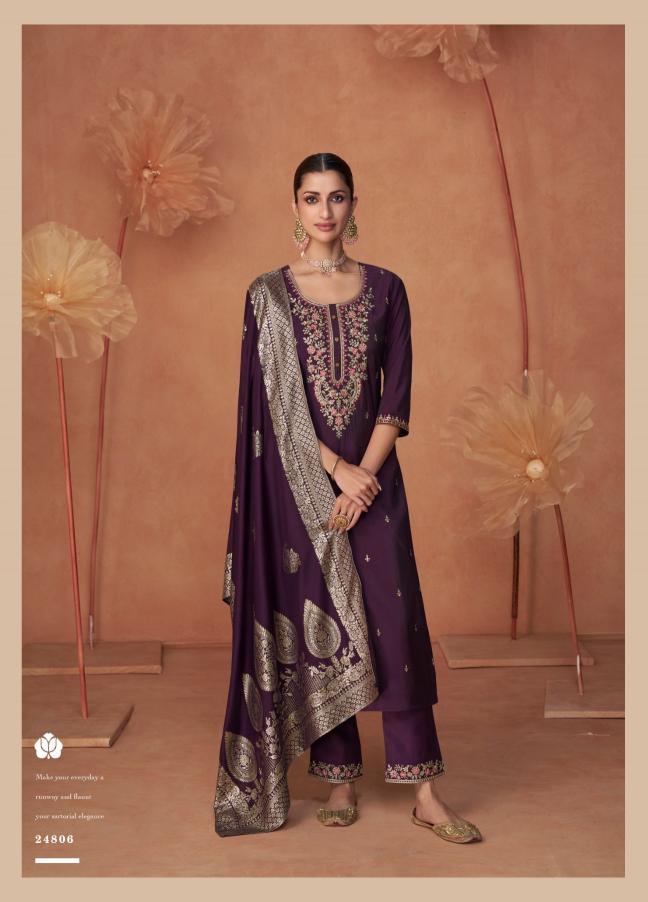 Lily & lali shiny embroidery on viscouse top bottom dupatta branded kurtis wholesale online