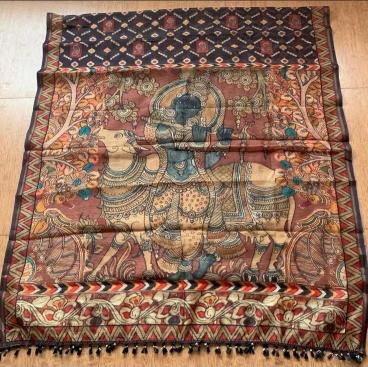 Linen digital kalamkari print saree surat wholesale market