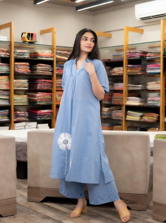 Look straight cotton top bottom ladies kurti manufacturers