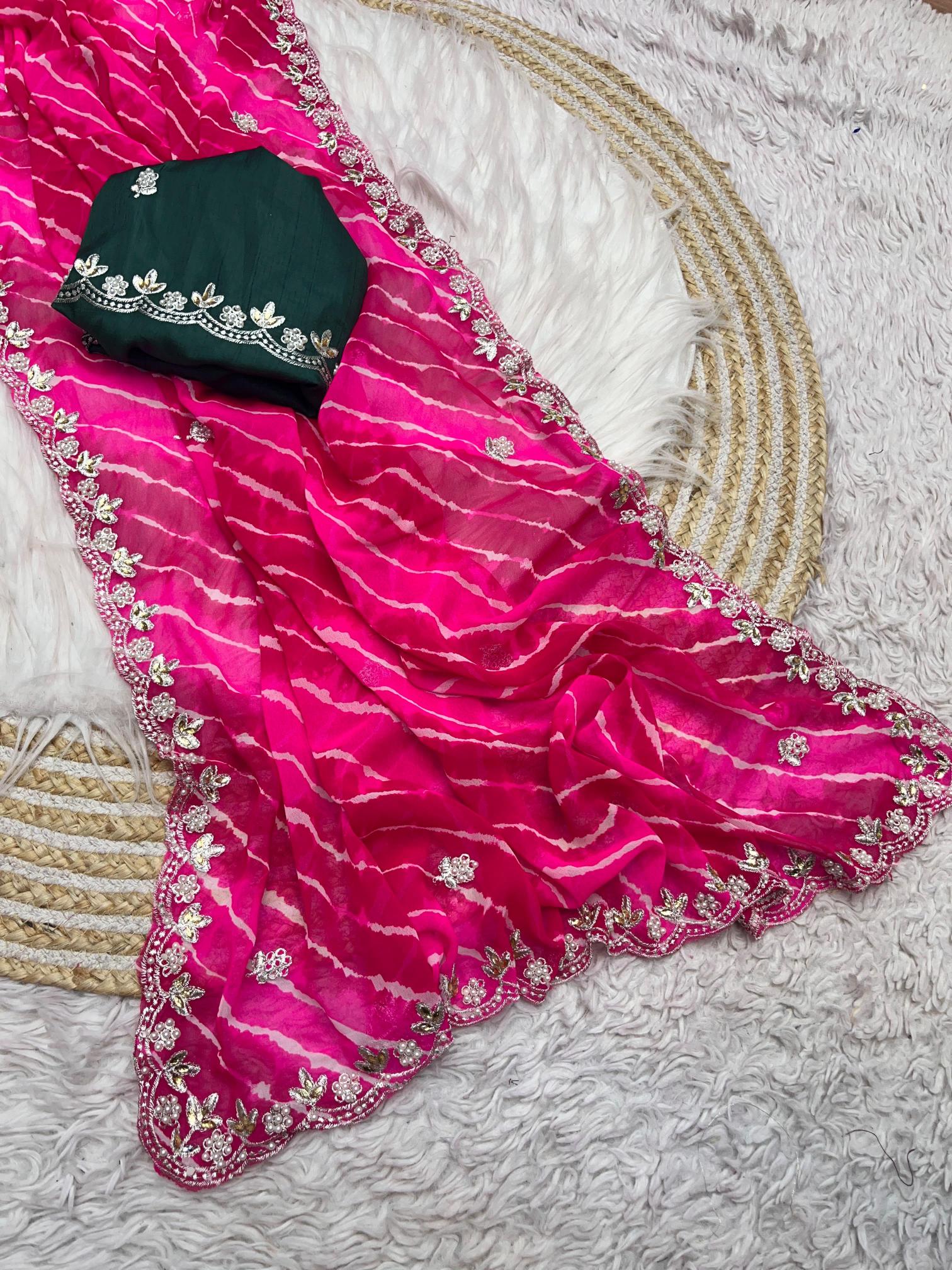 Mahaveer silks beautiful soft georgette lehriya saree wholesalers in surat