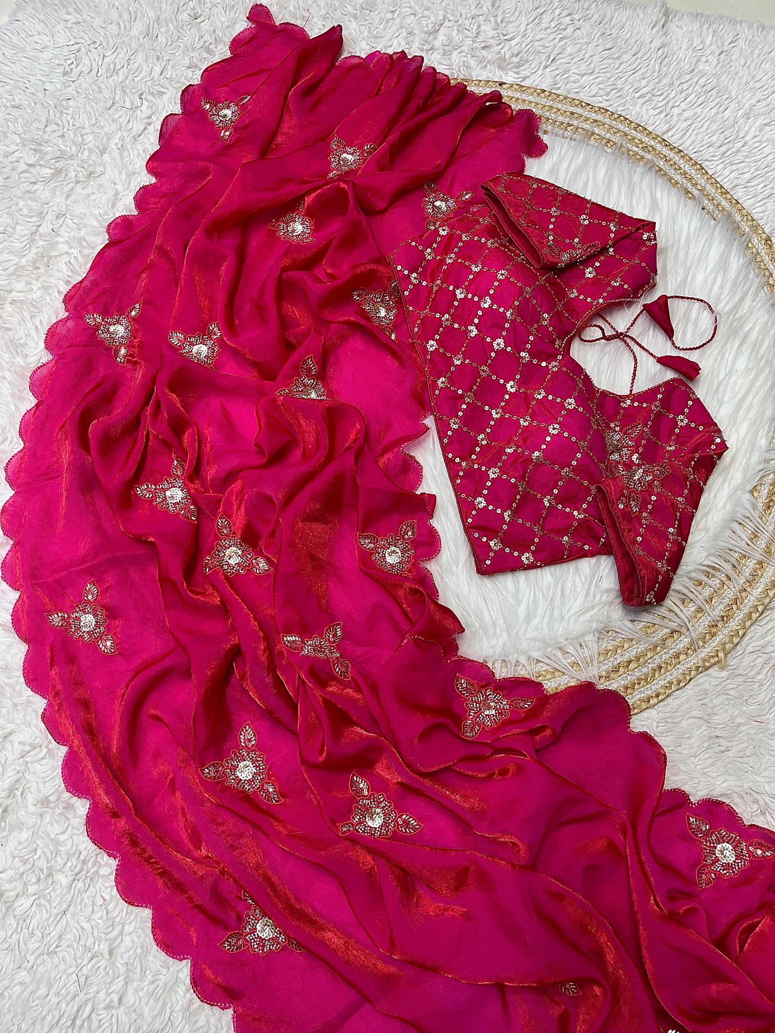 Mahaveer silks fendi satin sequence work butta saree surat wholesale market