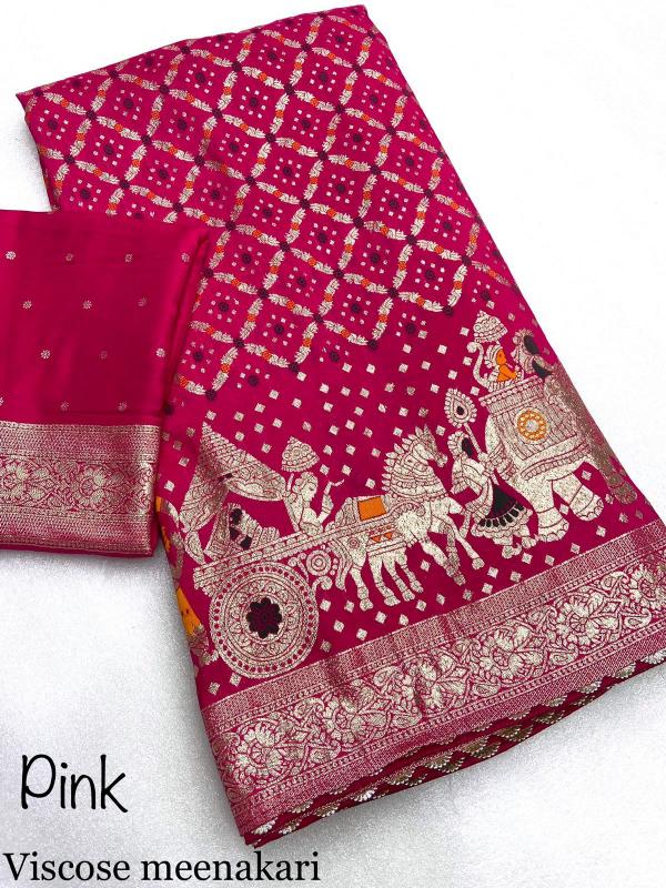 Mahaveer silks heavy viscose weaving meena work 100 rs sarees wholesale online shopping