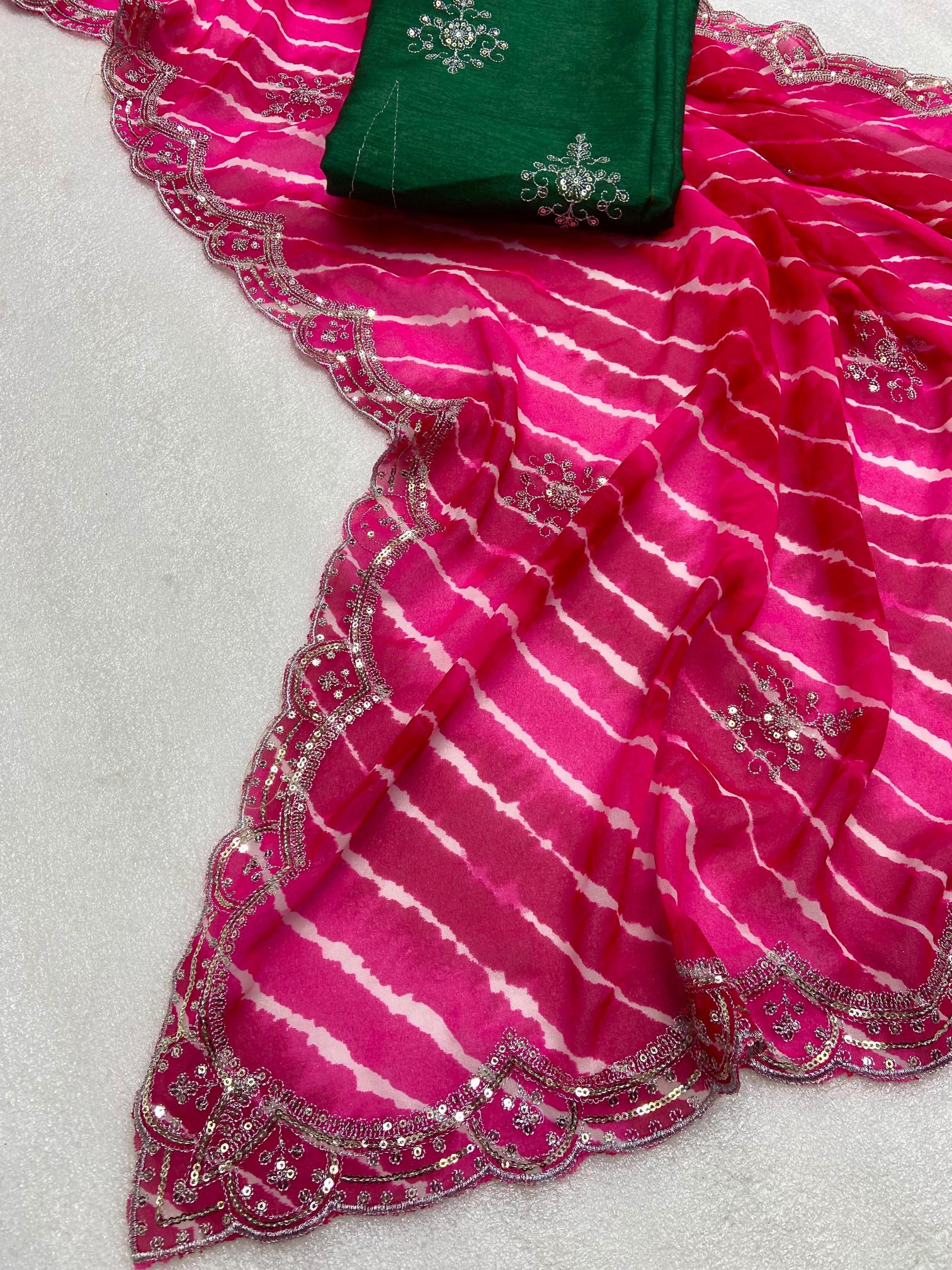 Mahaveer silks savan special soft georgette lehriya saree wholesalers in surat