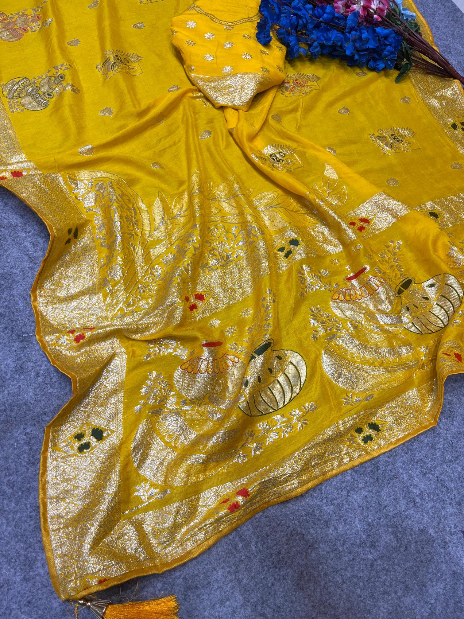 Mahaveer silks soft chanderi viscose matka saree surat wholesale market