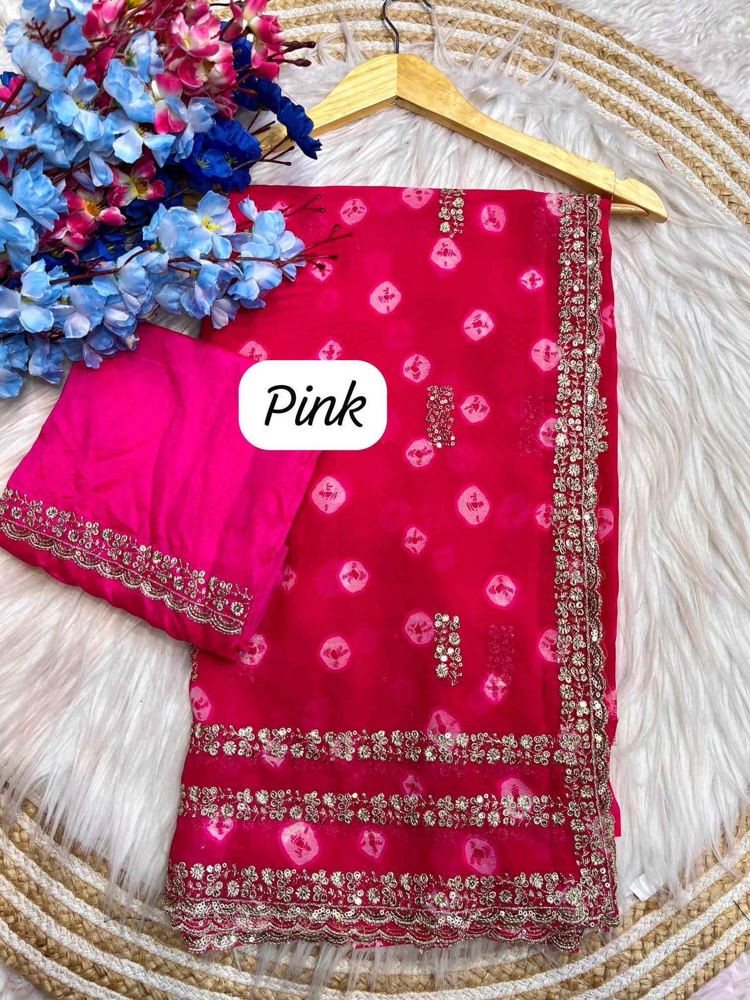 Mahaveer silks soft georgette bandej saree surat wholesale