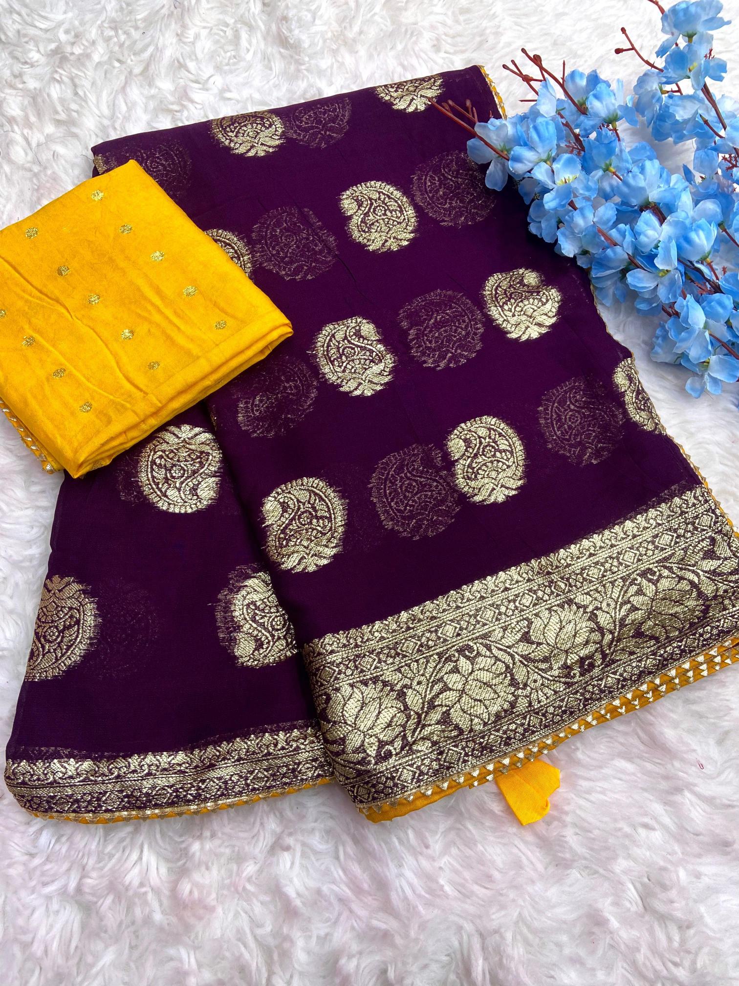 Mahaveer silks soft viscose weaving Georgette designer indian saree uk