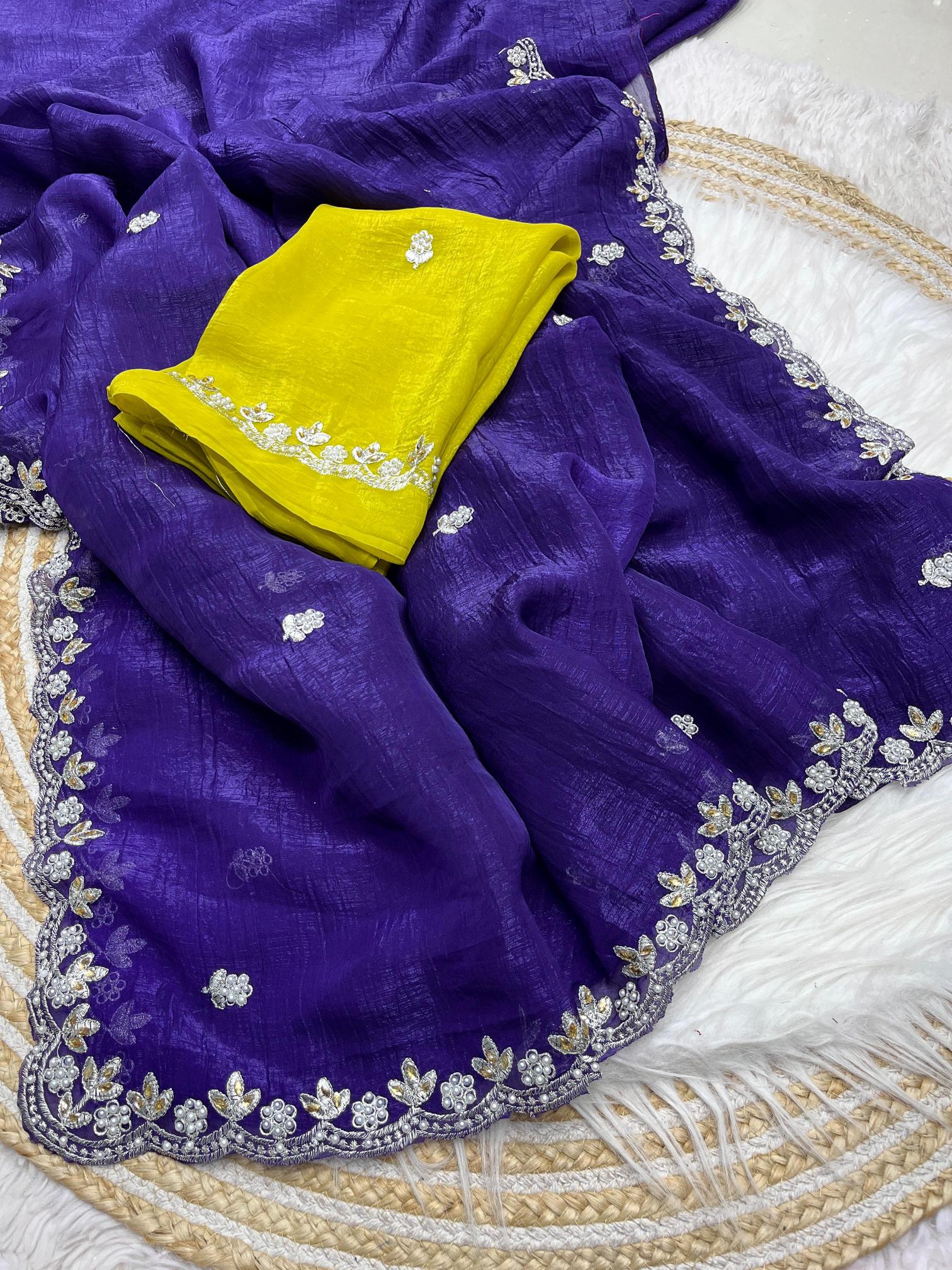 Mahavir silks crunchy exquisite c-pallu moti thread cut work wholesale saree online