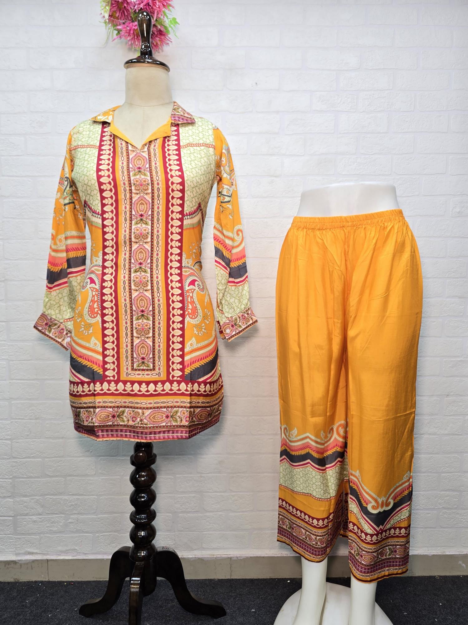 Mahira natural viscous with digital print coord set kurti manufacturers