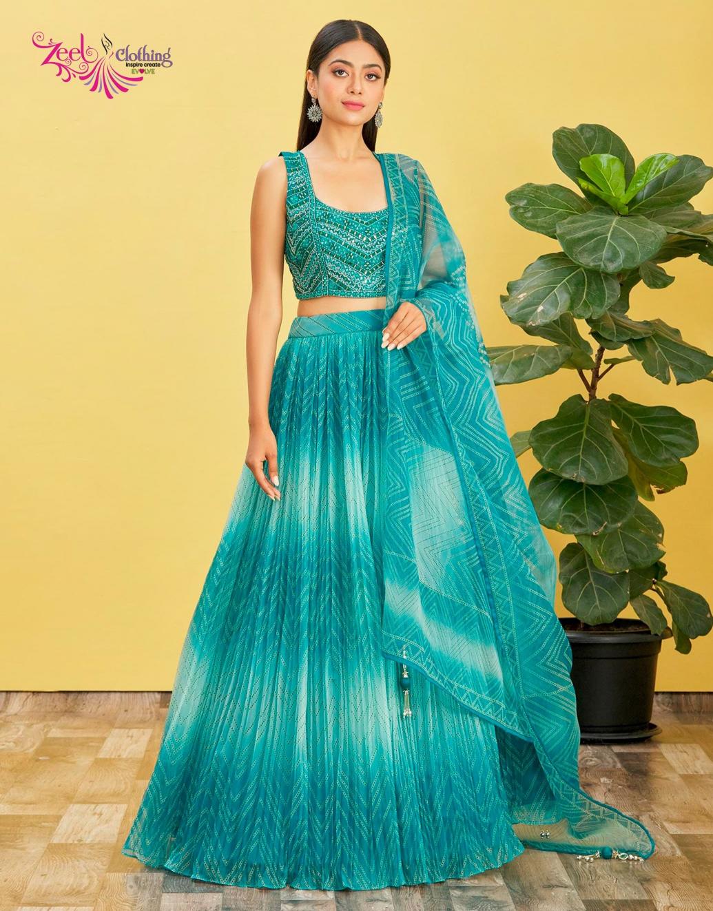 Mandakini Vol-2 organza Blue Latest lehenga choli designs in Gujarat