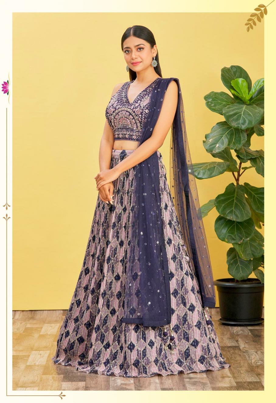 Mandakini Vol-2 organza Blue Party wear lehenga choli distributors in Kolkata