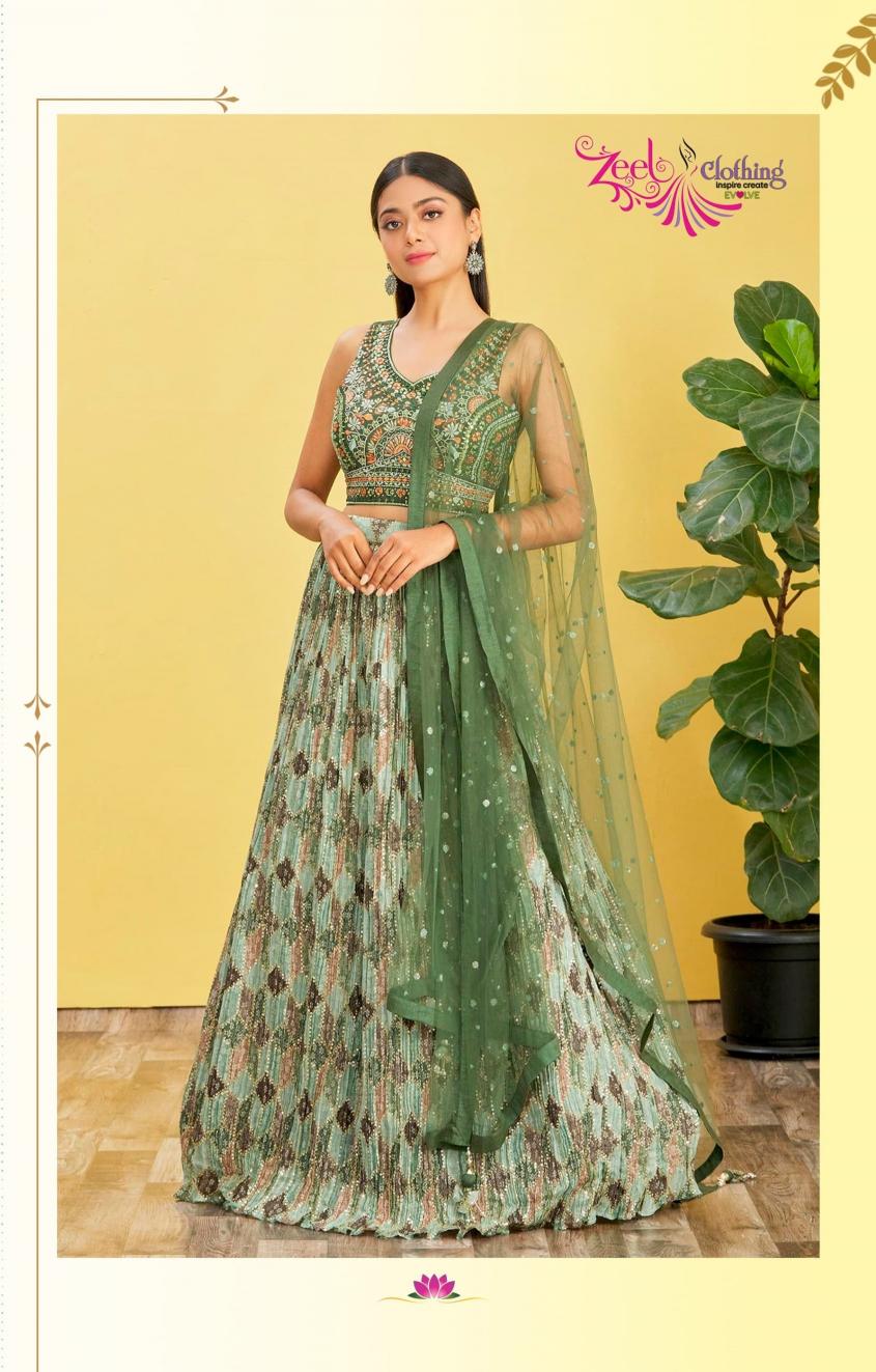 Mandakini Vol-2 organza Green Latest lehenga choli collections in Kolkata