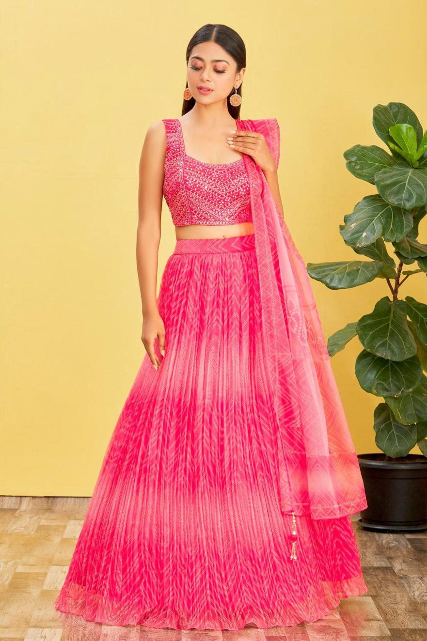 Mandakini Vol-2 organza Pink Affordable lehenga choli in Gujarat