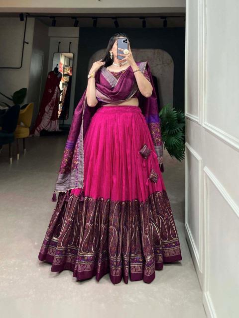 MENGO Tussar Silk purple Lehenga boutique in ahmedabad