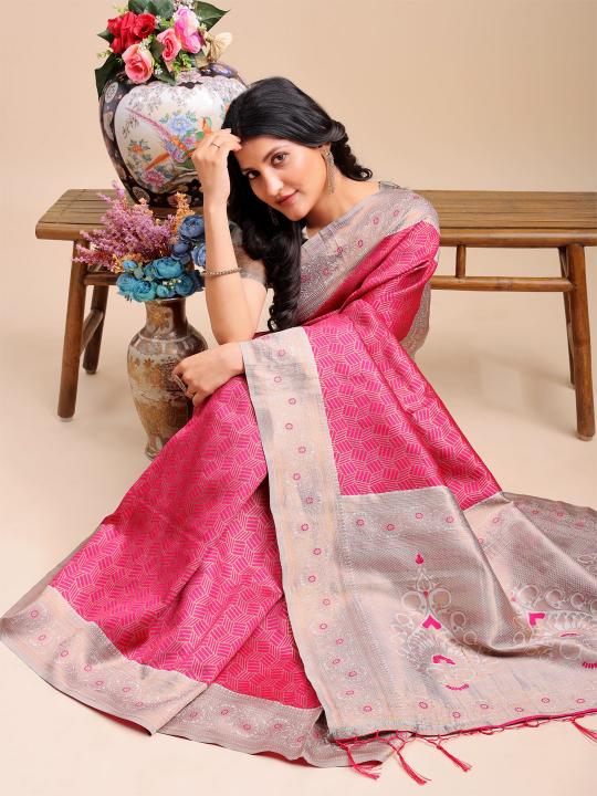 MISS INDIA by astita fancy designer silk fabric saree wholesale with latkan 
