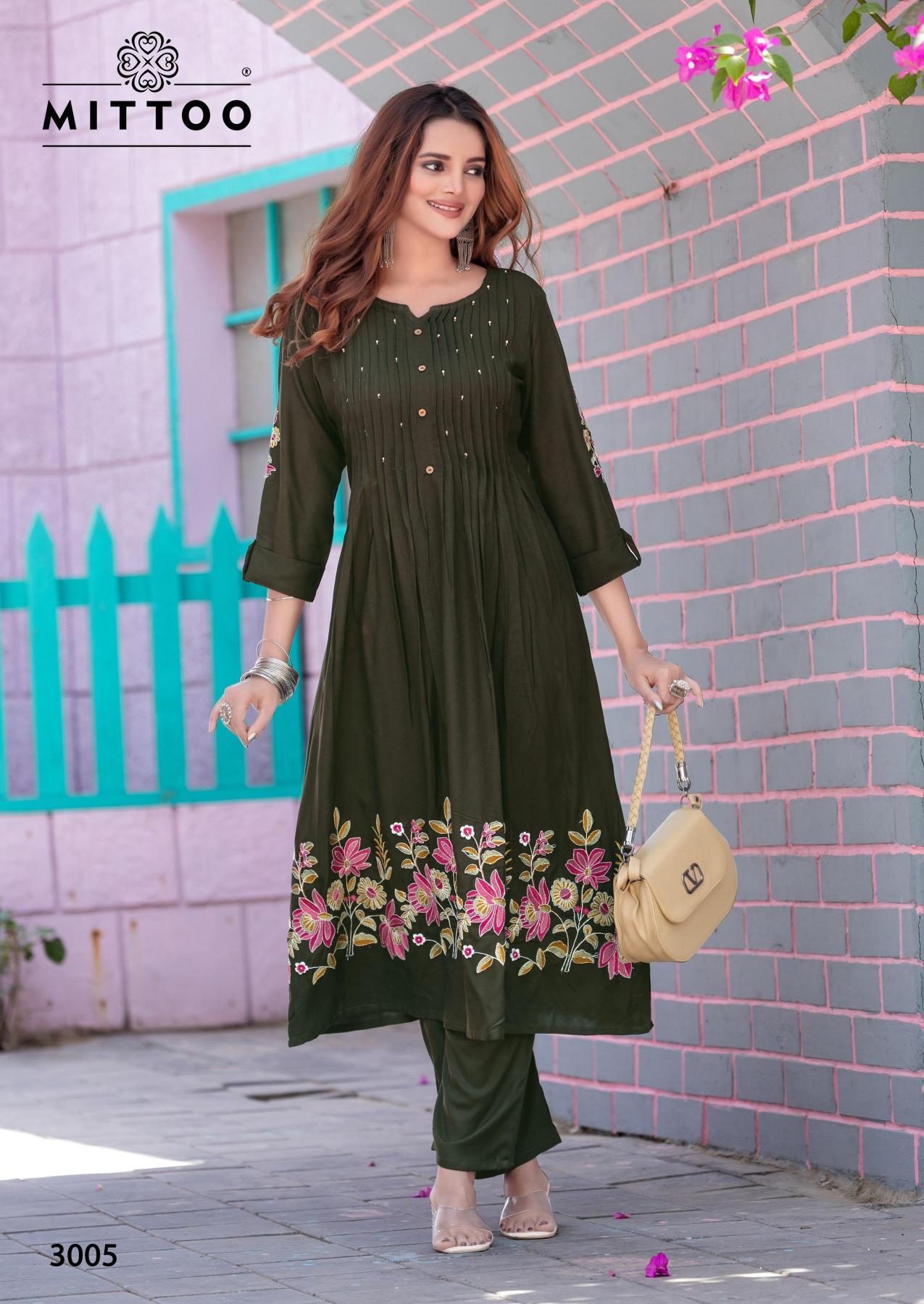 Mittoo tanvika heavy rayon top bottom kurtis manufacturer