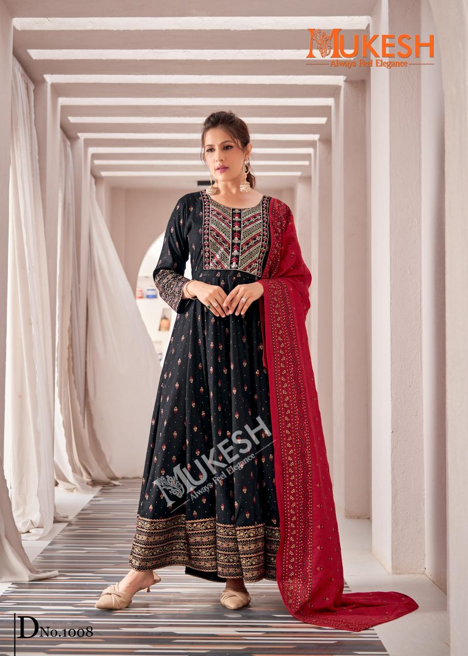 Mukesh rang leela rayon with color foil 3 pcs designer kurtis price in India