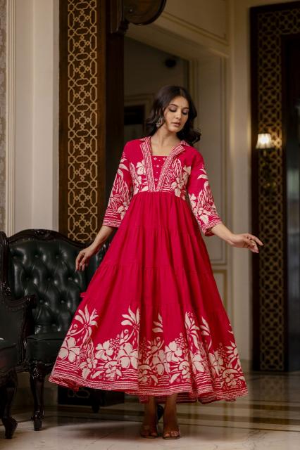Mull cotton flair gown kurta set manufacturer
