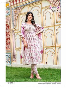 Mystic9 sara vol 17 rayon capsule foil print nayra cut kurti indian wear