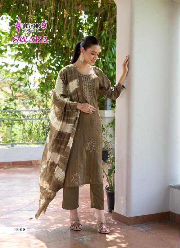 Mystic9 swara vol 3 rayon dobby lurex 3 pcs catalog designer kurtis manufacturers in india