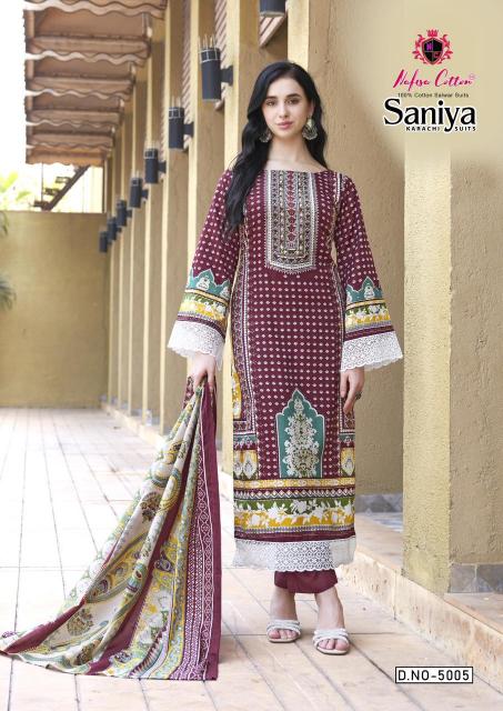 Nafisa saniya vol-05 karachi cotton printed mangalagiri cotton dress materials wholesale